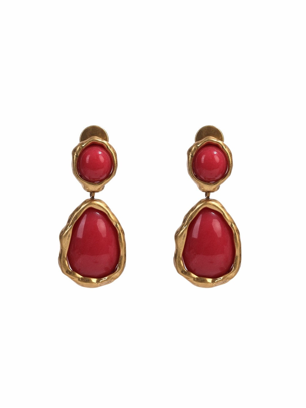 Gold-Tone Red Drop Earrings - with 925 sterling silver posts Women Jewelry